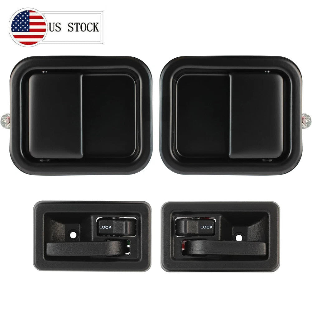 New for 1997-2004 Jeep Wrangler Door Handle Black Inside & Outside Kit Set of 4