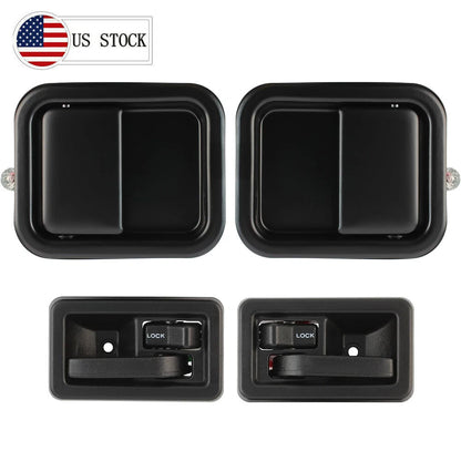 New for 1997-2004 Jeep Wrangler Door Handle Black Inside & Outside Kit Set of 4