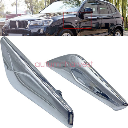 Pair Chrome Front Left Right Side Fender Trim Finisher For BMW X3 X4 F25 F26