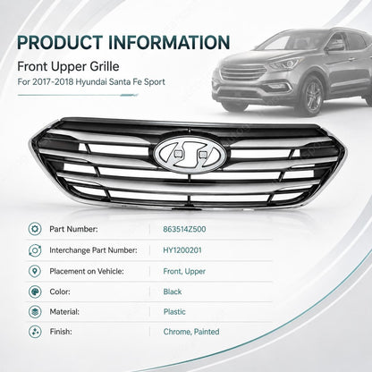 For Hyundai Santa Fe Sport 17-2018 Front Bumper Upper Grille Assembly 863514Z500