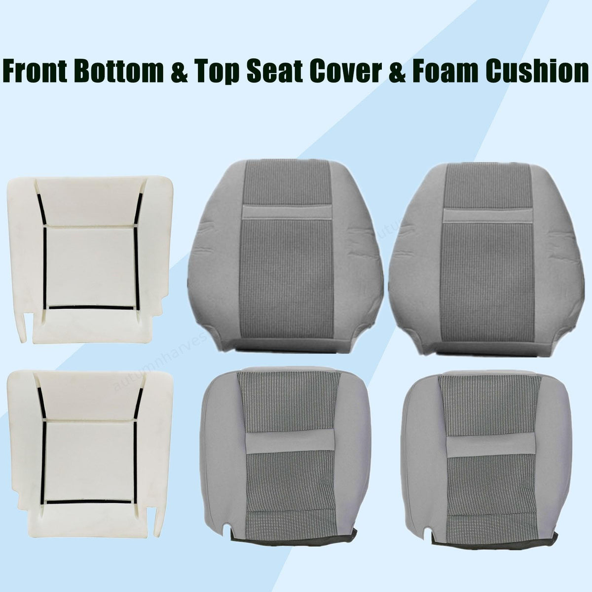 For 2006-2010 Dodge Ram 1500 2500 3500 Front Seat Cover Gray & Foam Cushion
