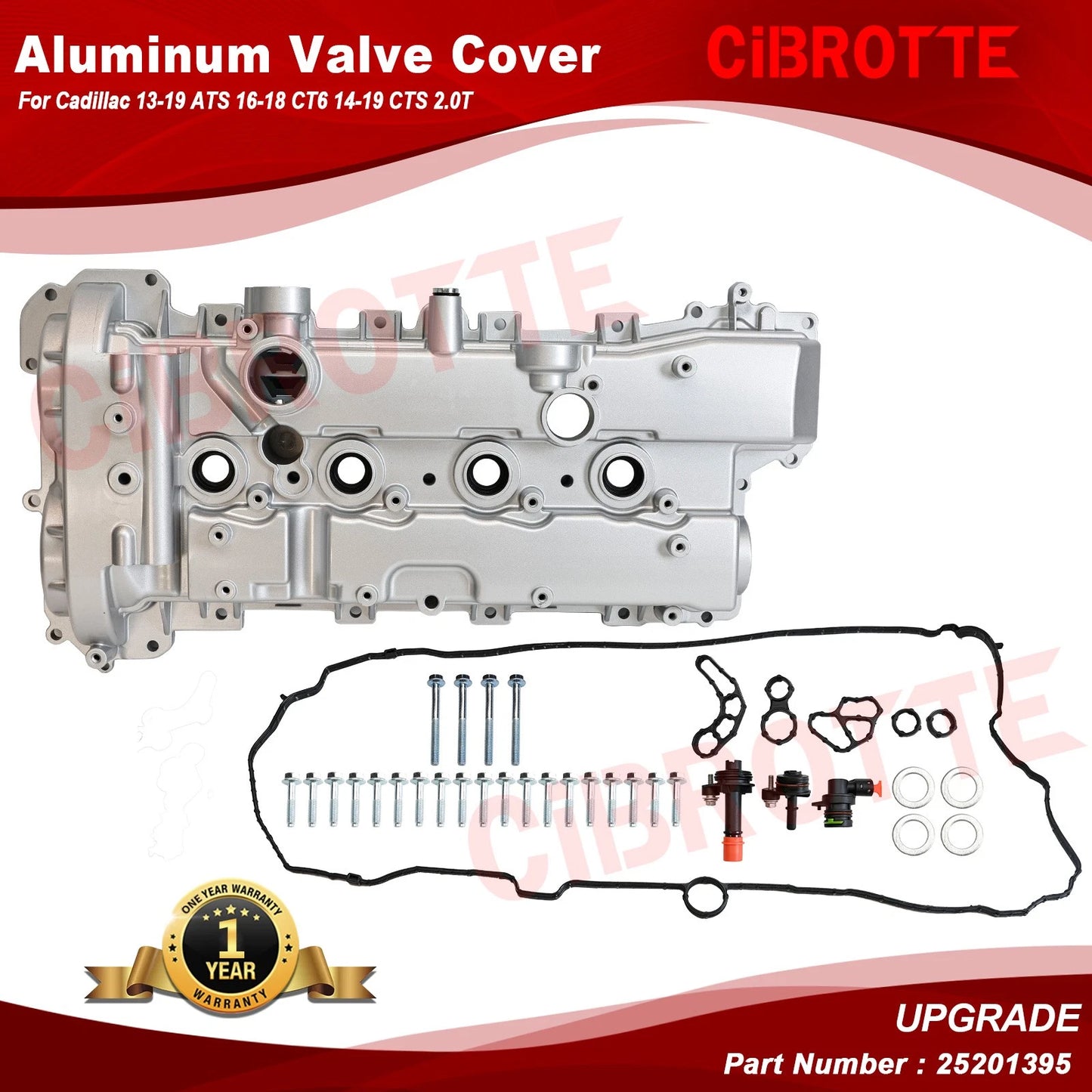 Aluminum Valve Cover Fits Cadillac 13-19 ATS 2016-18 CT6 14-19 CTS 2.0T 25201395