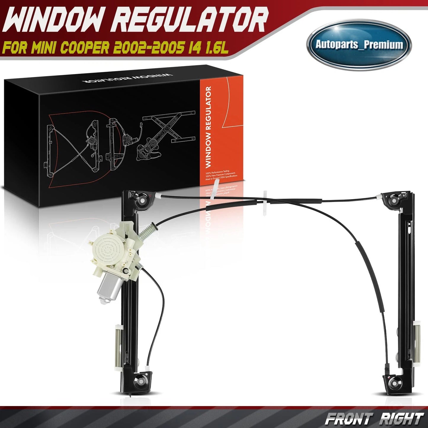 New Window Regulator w/ Motor For Mini Cooper 2002-2005 Front Right 51337039452
