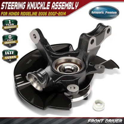 For 2006-2014 Honda Ridgeline LH Front Steering Knuckle w/ Hub Bearing Assembly
