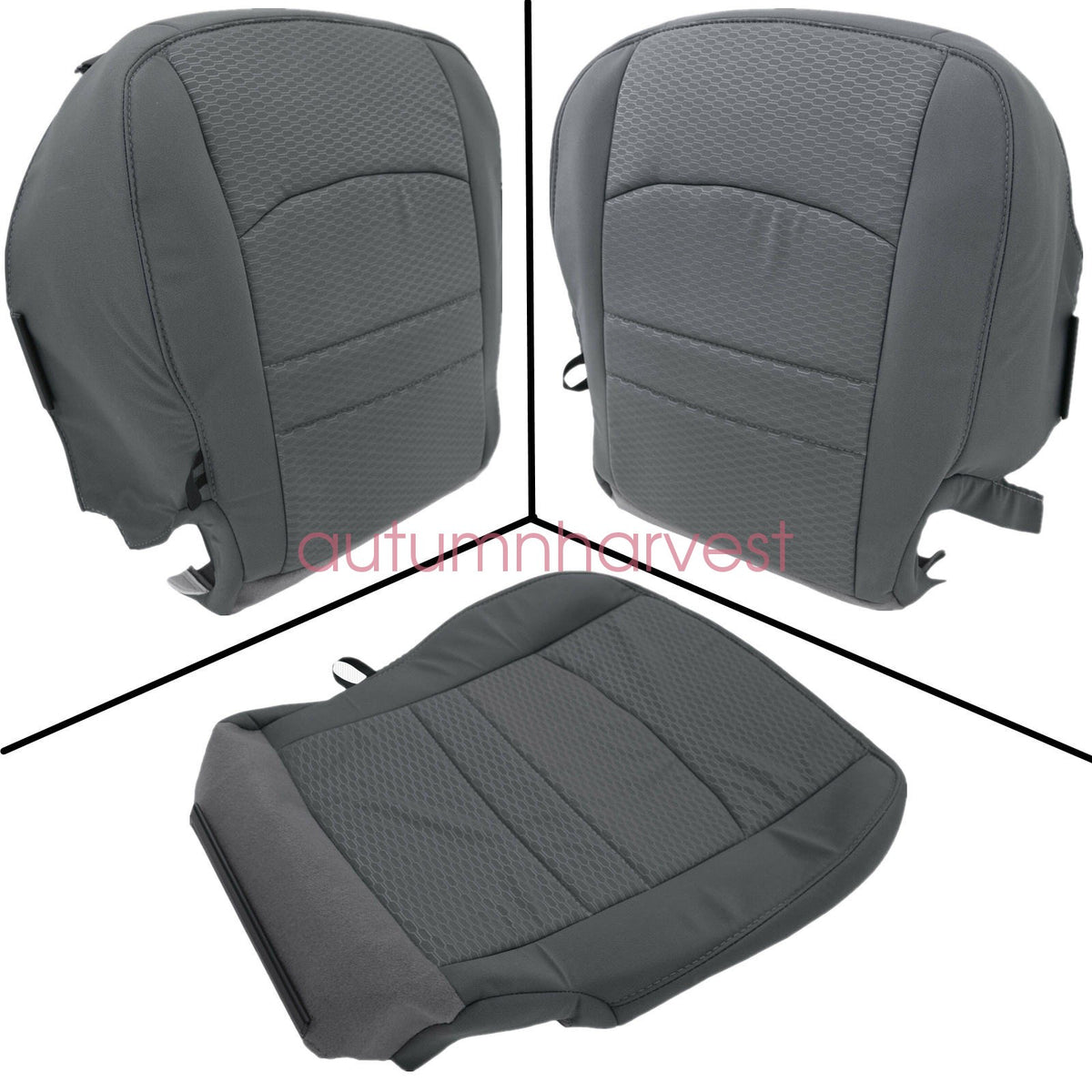 For 13-18 Dodge Ram 1500 2500 3500 Driver & Passenger Side SEAT COVER Gray