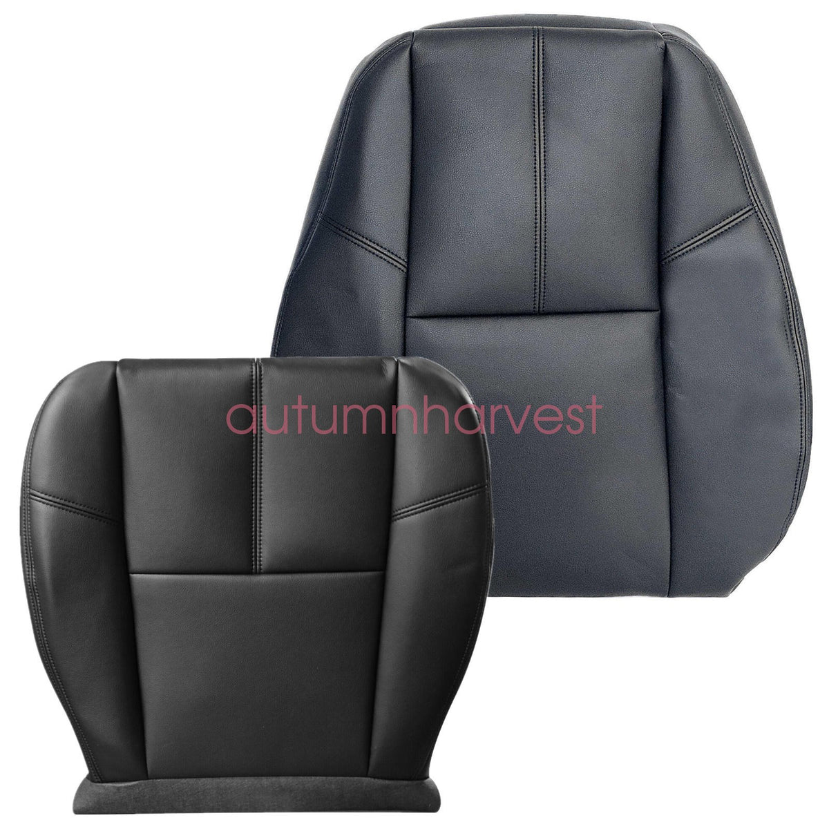 For Chevy Silverado 2007-14 3500 Driver Bottom And Top Leather Seat Cover Black