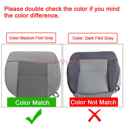 Fits 2004-2008 Ford F150 XLT Passenger Bottom & Top Cloth Seat Cover Flint Gray