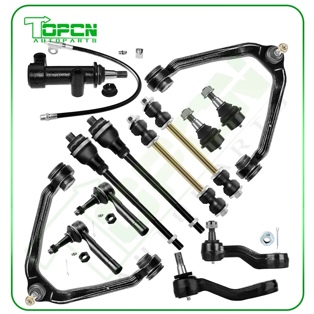 13Pc For GMC Yukon 4WD 2001-2006 Front Upper Control Arms Idler Arm Tie Rods Kit