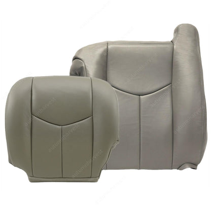 For 2003-2006 Chevy Silverado Driver Bottom & Top Leather Seat Cover Gray 922
