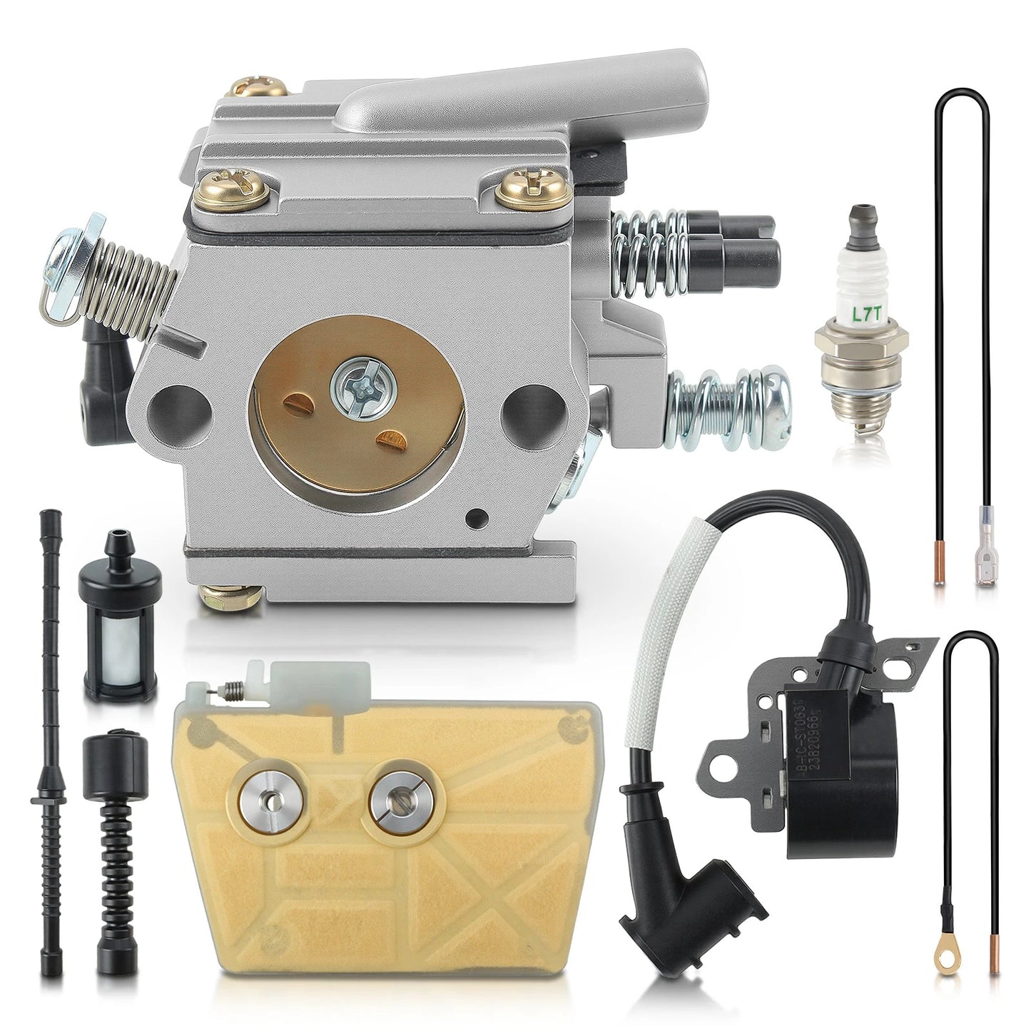 Carburetor & Ignition Coil Kit Fits Stihl 038 038AV MS380 MS381 038 Super Magnum