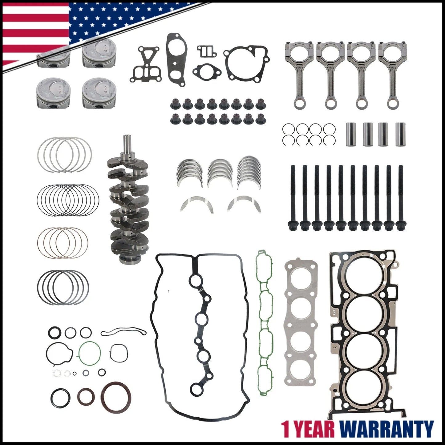 2.4L G4KJ Engine Rebuild Overhaul Kit- Crankshaft & Con Rods Fit For HYUNDAI KIA