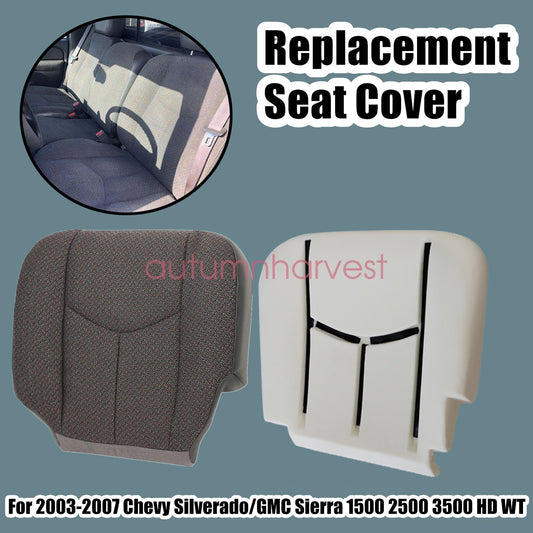 For 2003-2007 Chevy Silverado WT Driver Bottom Cloth Seat Cover & Foam Cushion