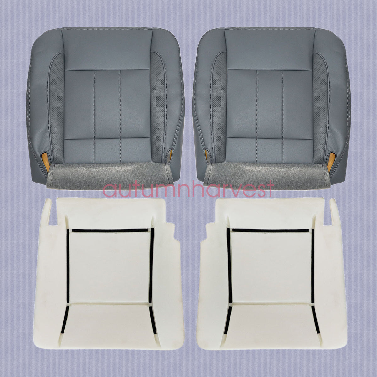 Fits 2006-09 Dodge Ram 1500 Front Leather Bottom Seat Cover & Foam Cushion Gray
