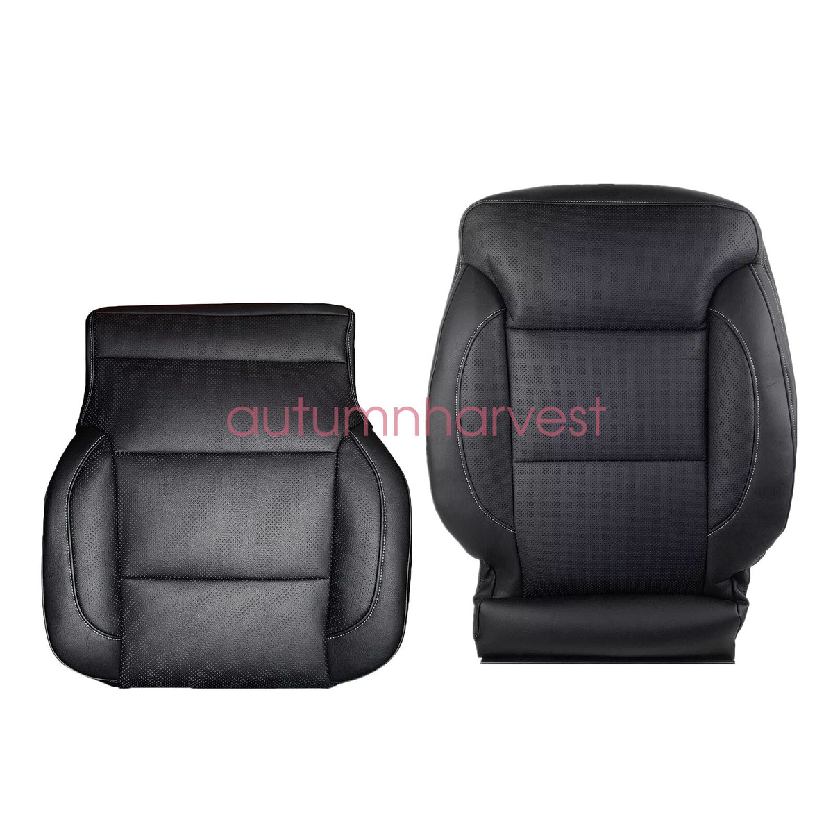 For 2014-2019 Chevy Silverado 1500 Driver Bottom & Top Leather Seat Cover Black