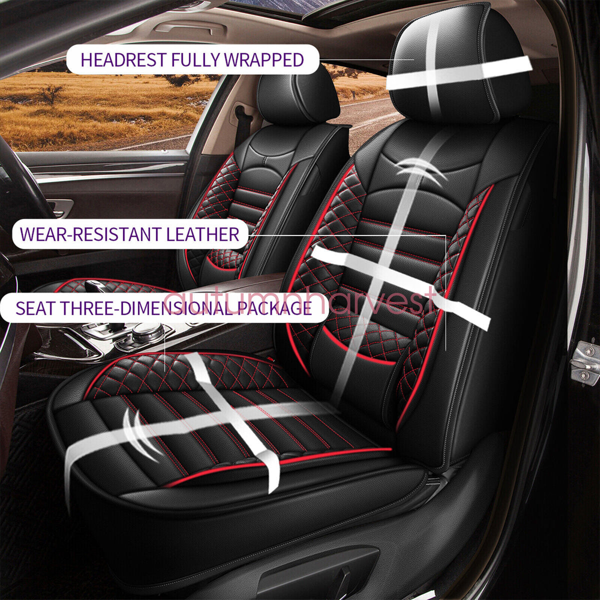 For 2007-2023 Toyota Tacoma Crew Cab 4-Door Car 5-Seat Covers PU Leather Cushion