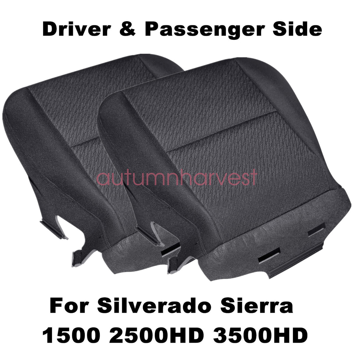 For 2007 2008-2014 Chevy Silverado Front Both Side Bottom Cloth Seat Cover Black