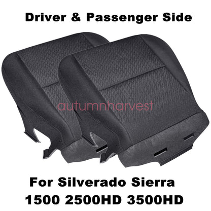 For 2007 2008-2014 Chevy Silverado Front Both Side Bottom Cloth Seat Cover Black