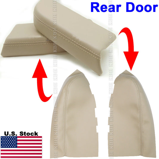 2Pcs Fits 2009-2015 Honda Pilot Rear Door Panels Leather Armrest Cover Beige Tan
