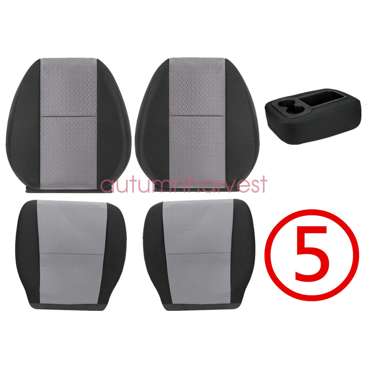 For 2007-2014 Chevy Silverado Front Bottom & Top Cloth Seat Cover Black & Gray