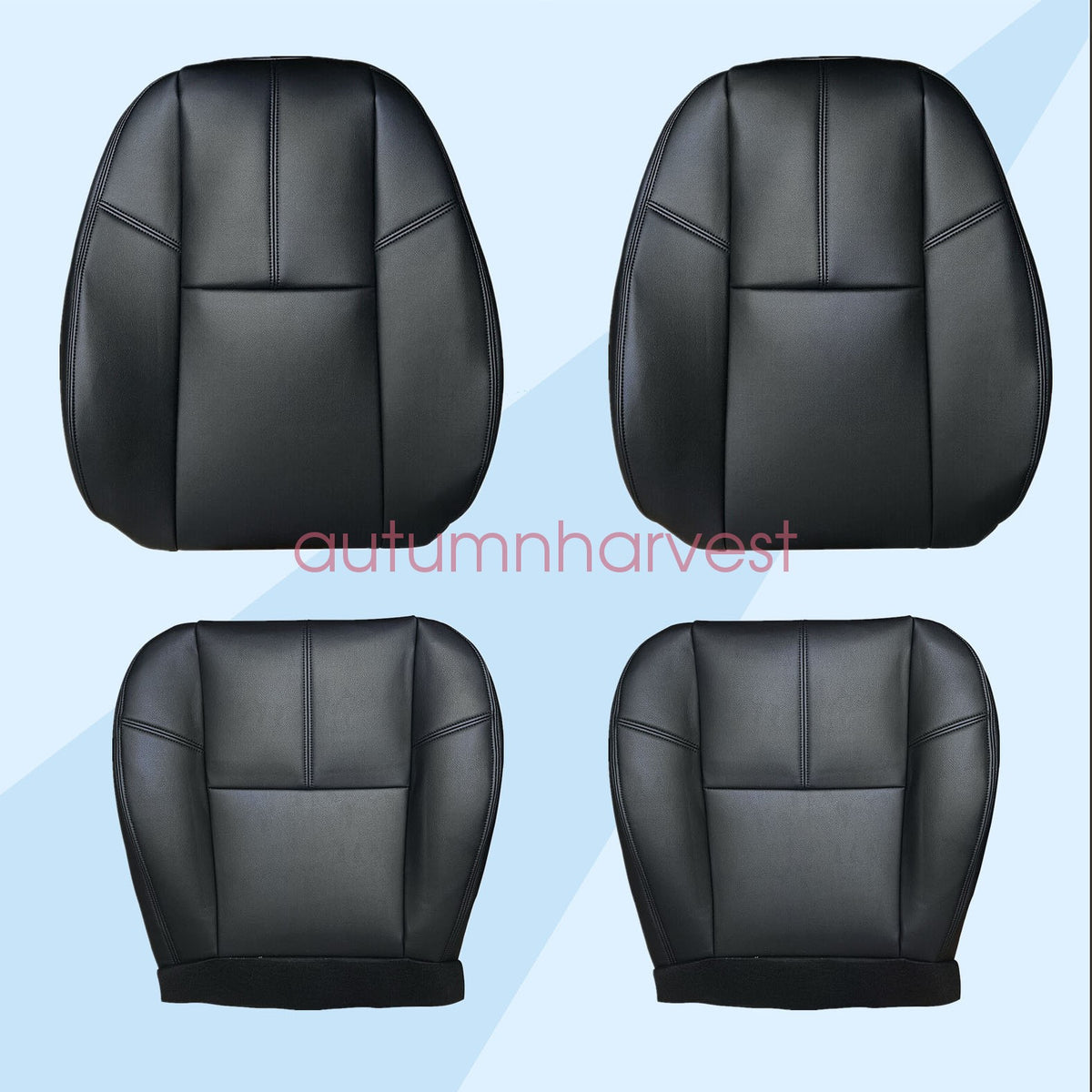Fits 07-14 GMC Sierra Driver & Passenger Bottom & Top Leather Seat Cover Black