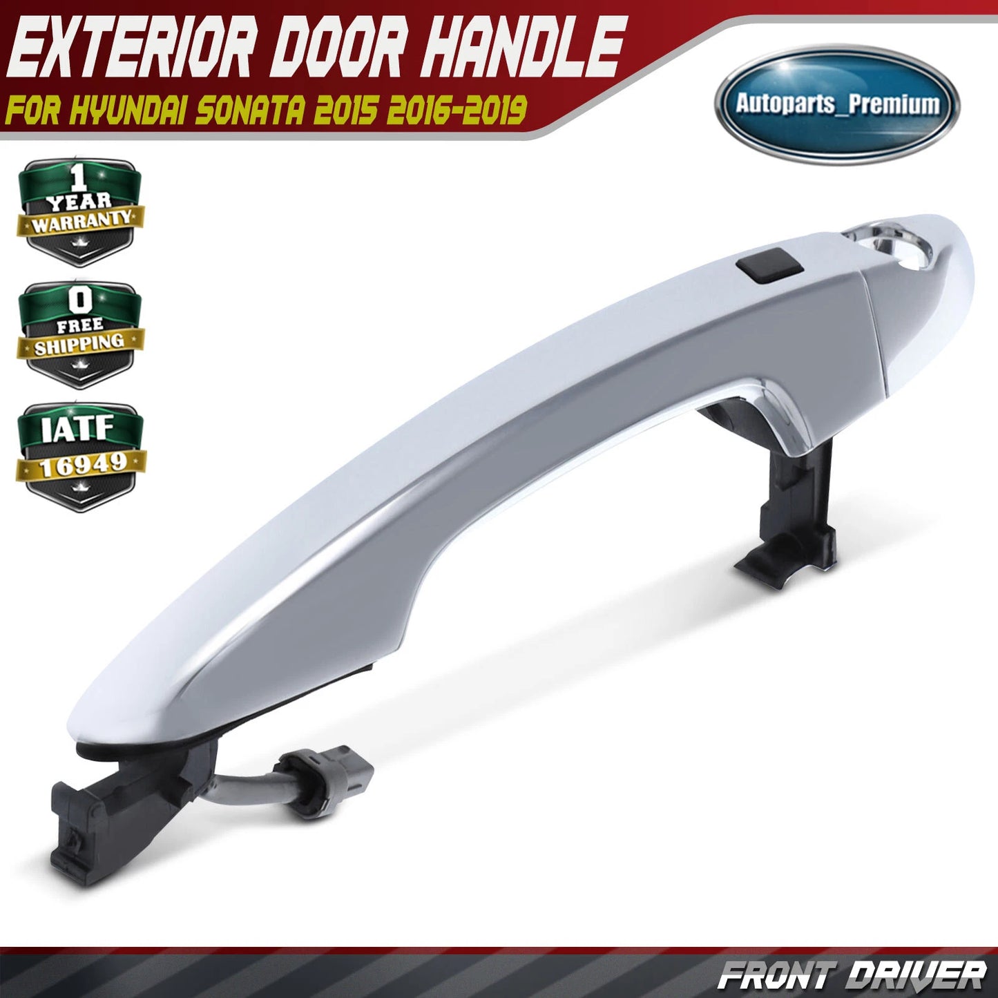 FIT Hyundai Sonata 2015-2019 Front Left Chrome Outside Door Handle w/Keyhole