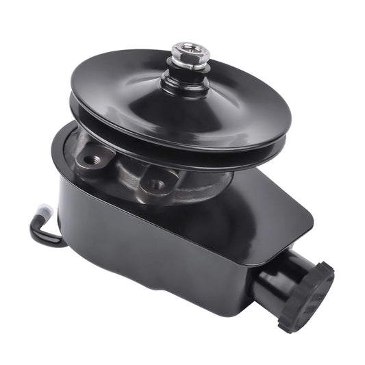 BBC SBC BLACK POWER STEERING PUMP W/ SINGLE GROOVE PULLEY FOR CHEVY BUICK GMC