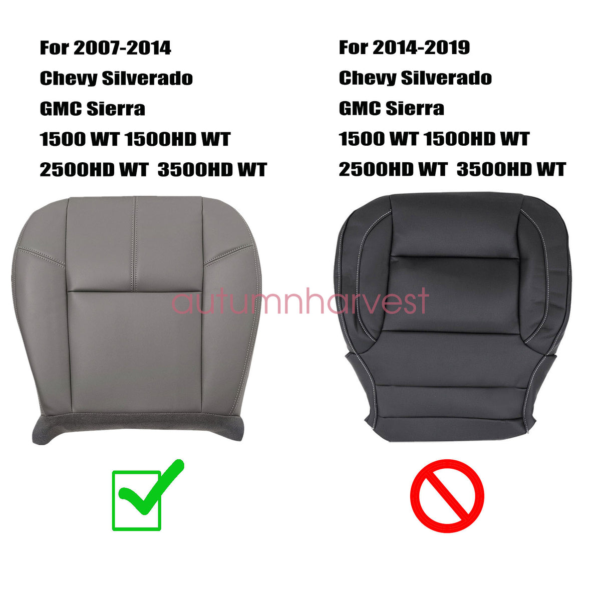 For 2007-2014 Chevy Silverado 2500 3500HD Driver Bottom&Foam Seat Cover Dk Gray