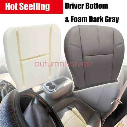 For 2007-2014 Chevy Silverado 2500 3500HD Driver Bottom&Foam Seat Cover Dk Gray