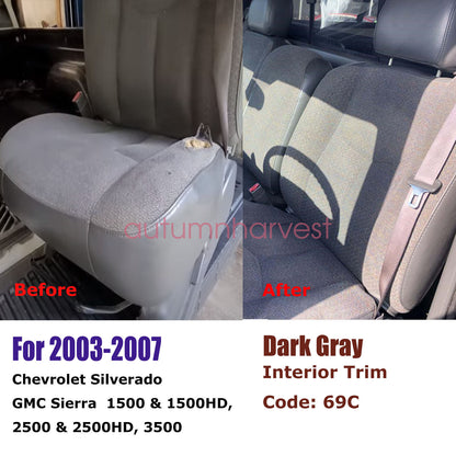 Front Side Bottom Cloth Seat Cover Dark Gray For 2003-2007 Chevy Silverado 1500