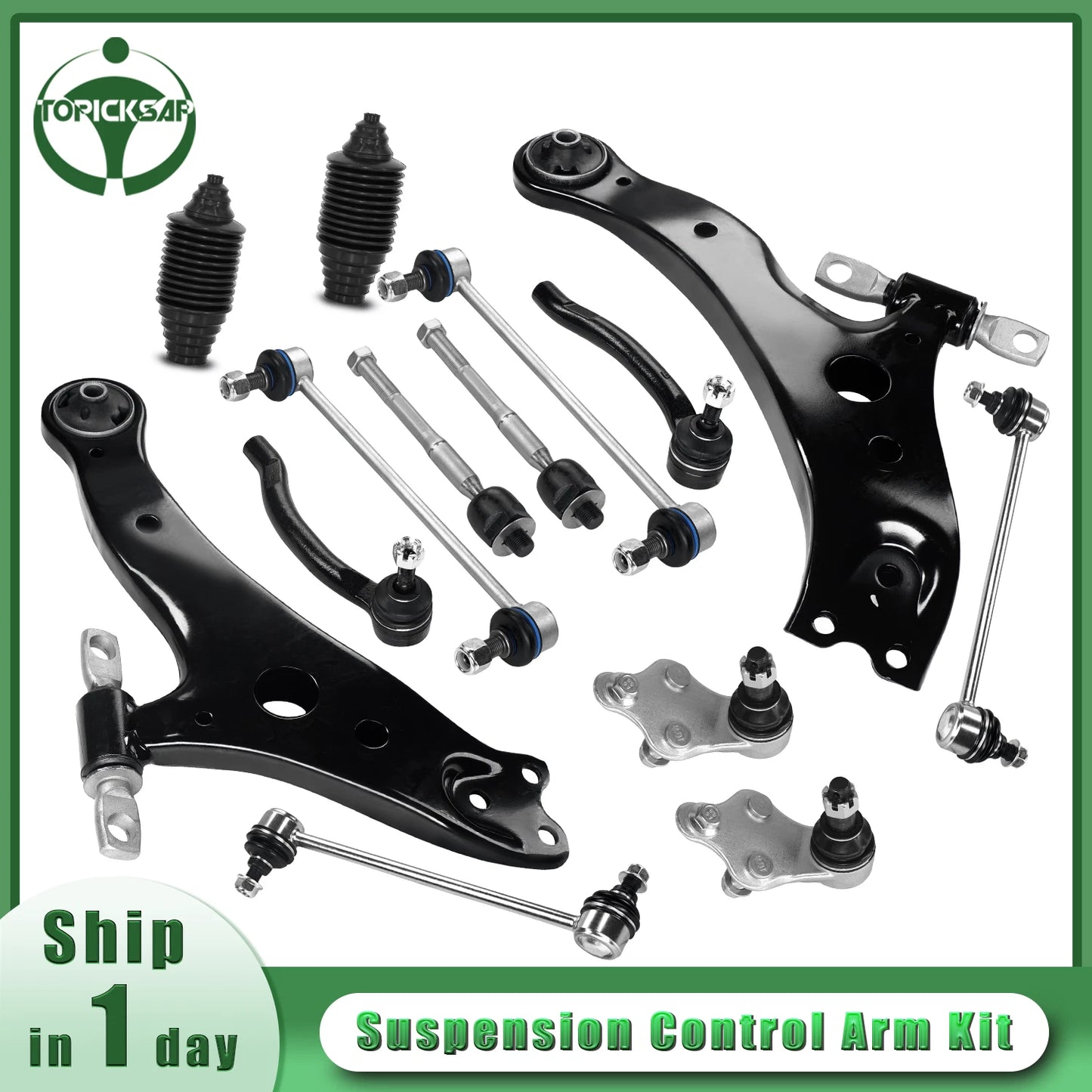 14PCS For Toyota Camry 2012-2017 Front Lower Control Arm Tie Rod Sway Bar Link