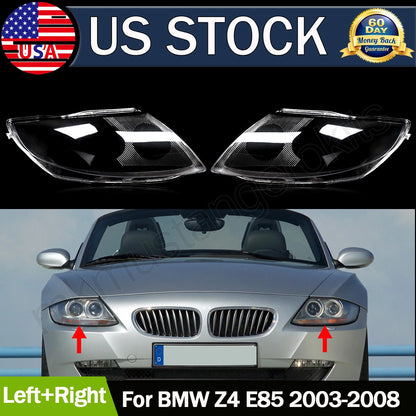 Left & Right Pair Headlight Cover Headlamp Lens For BMW Z4 E85 Clear 2003-2008