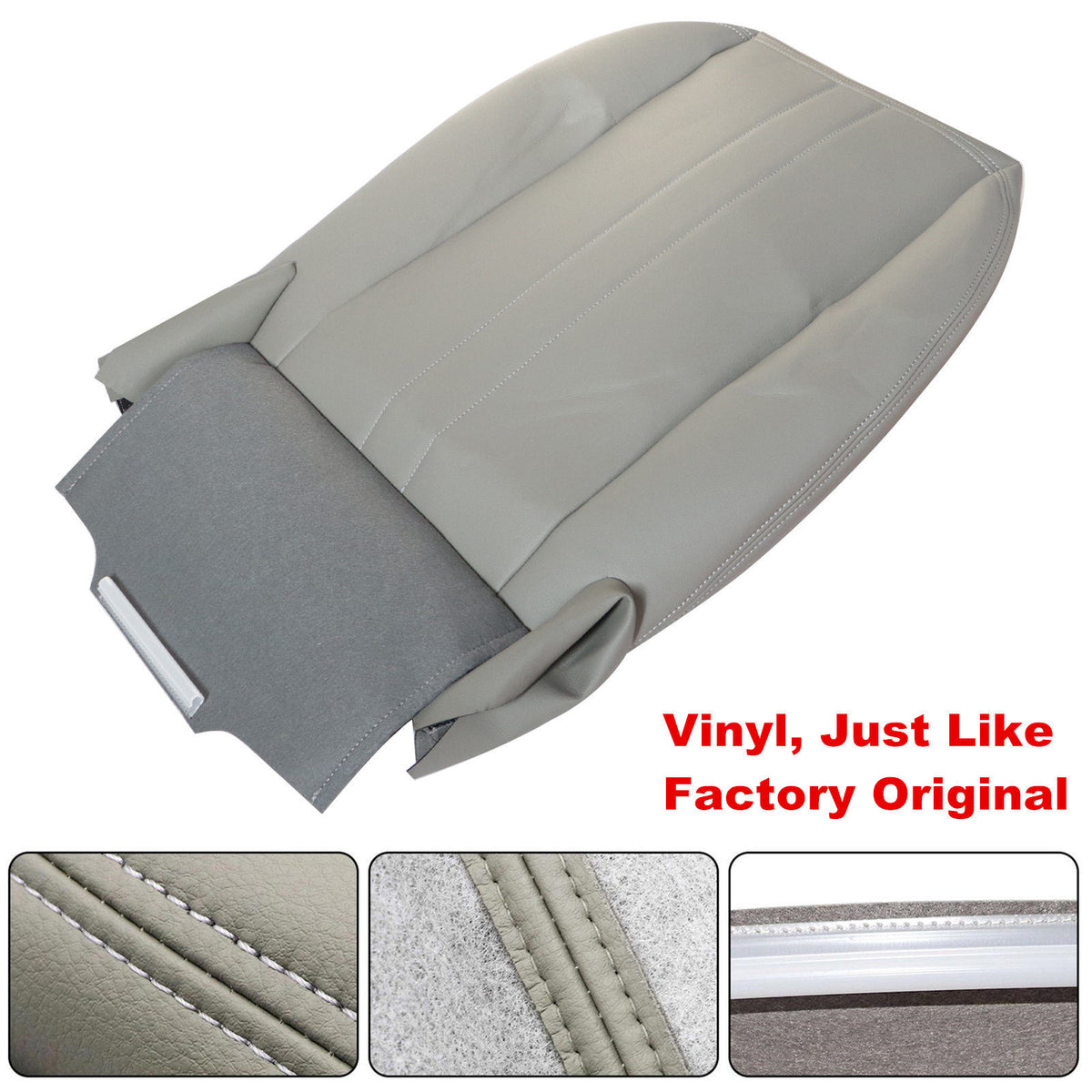 For 2003-2014 Chevy Express GMC Savana 1500 2500 Driver Leather Seat Cover Gray