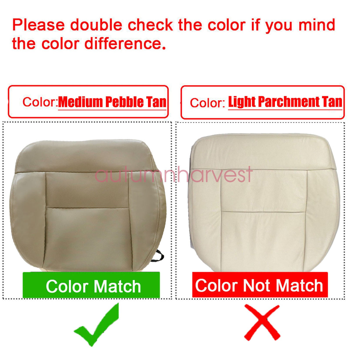 For 2005-2008 Ford F150 Driver & Passenger Bottom Leather Seat Cover Beige Tan