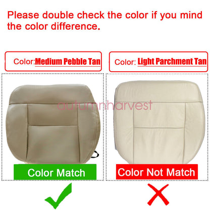 For 2005-2008 Ford F150 Driver & Passenger Bottom Leather Seat Cover Beige Tan