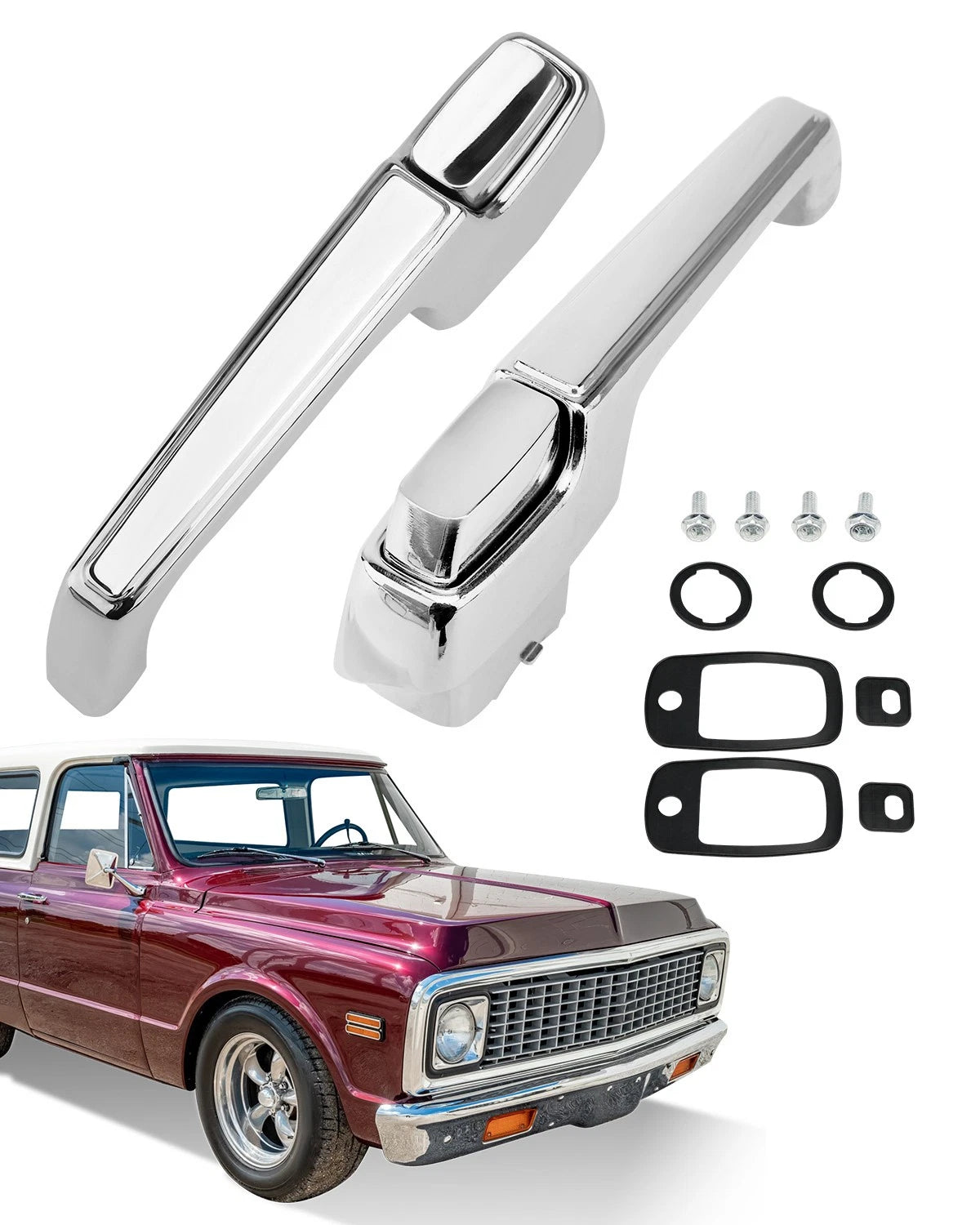 3927899 New Exterior Chrome Door Handles Set Fits For Chevy GMC Pickup 1967-72