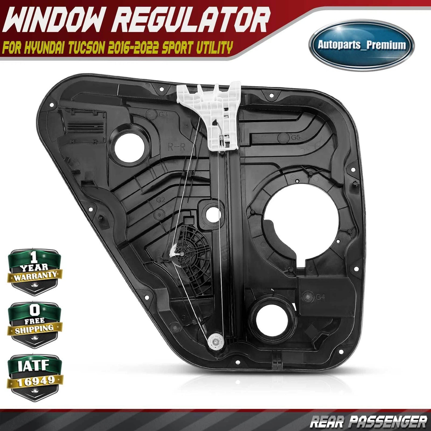 Rear Passenger Power Window Regulator for Hyundai Tucson Sport Utility 2016-22