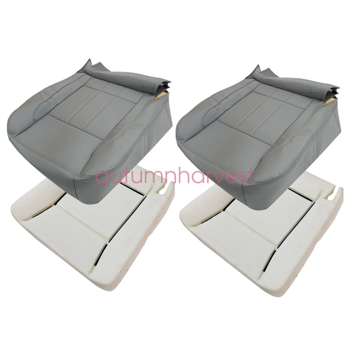 Fits 2006-09 Dodge Ram 1500 Front Leather Bottom Seat Cover & Foam Cushion Gray