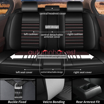 For 2007-2023 Toyota Tacoma Crew Cab 4-Door Car 5-Seat Covers PU Leather Cushion