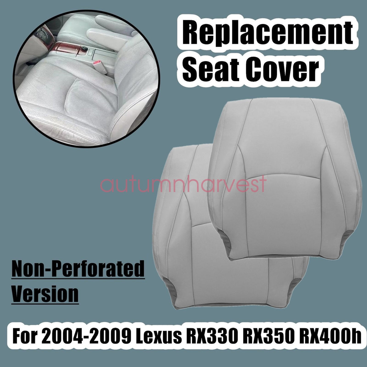 For 2004-2009 Lexus RX330 RX350 Front Driver & Passenger BACK Seat Cover Gray