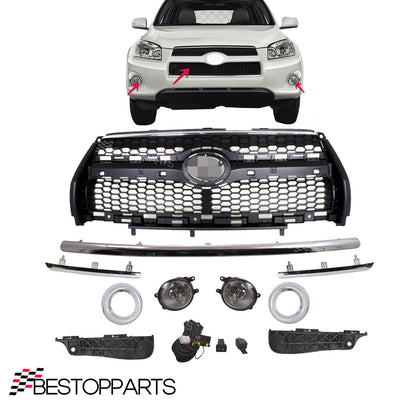 Fits 2009-2012 Toyota RAV4 Limited Front Grille W/Trim/Fog Light/Bracket 10PCS