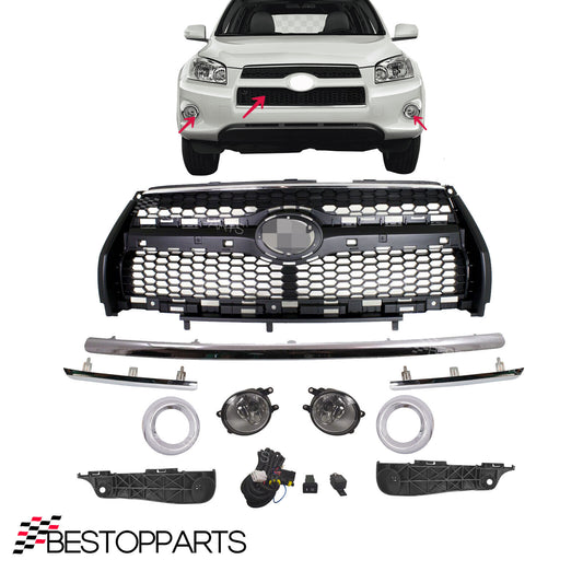 Fits 2009-2012 Toyota RAV4 Limited Front Grille W/Trim/Fog Light/Bracket 10PCS