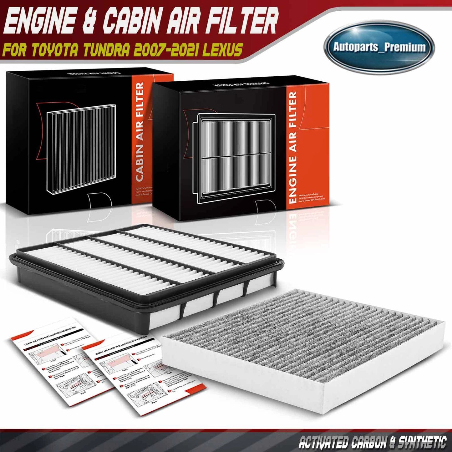 Fits Toyota Tundra Lexus LX570 Engine & Activated Carbon Cabin Air Filter