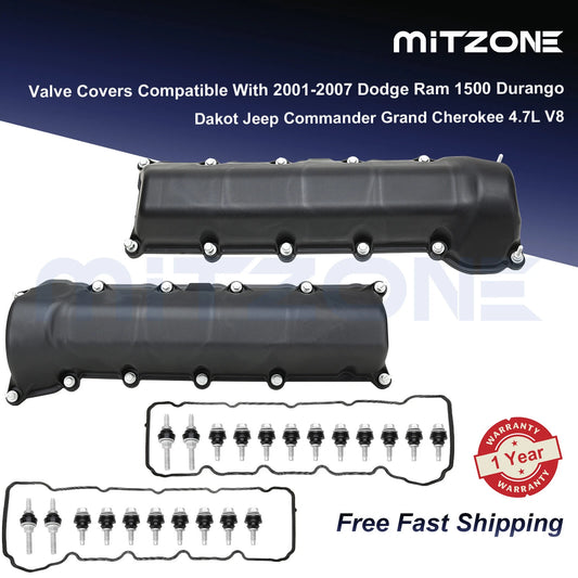 Valve Cover Set w/ Gasket Fits Dodge Ram 1500 Jeep Grand Cherokee Chrysler 4.7L