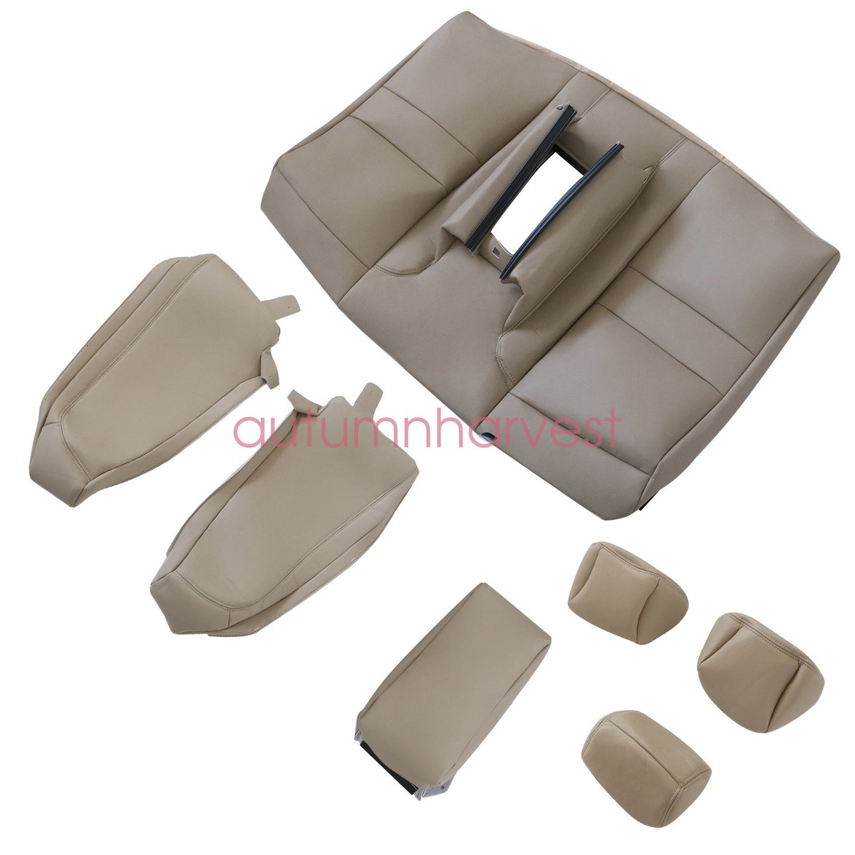 Fits 2008-2012 Honda Accord EX-L Rear Bench Top Bottom Headrest Seat Cover Tan
