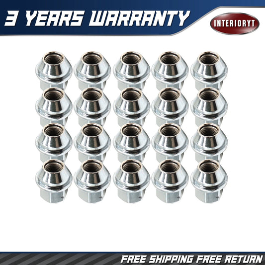 Set of 20 14x1.5 Chrome Solid Lug Nuts For Ford Edge Mustang 2015-2022