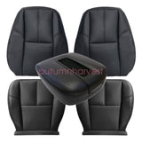 Fits 07-14 GMC Sierra Driver & Passenger Bottom & Top Leather Seat Cover Black