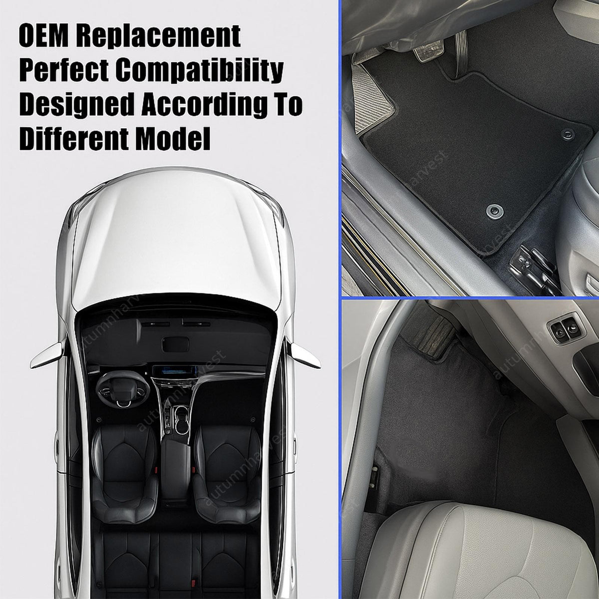 Replacement Velour Floor Mats Carpet 2Pcs For 2005-2012 Porsche Boxster & Cayman