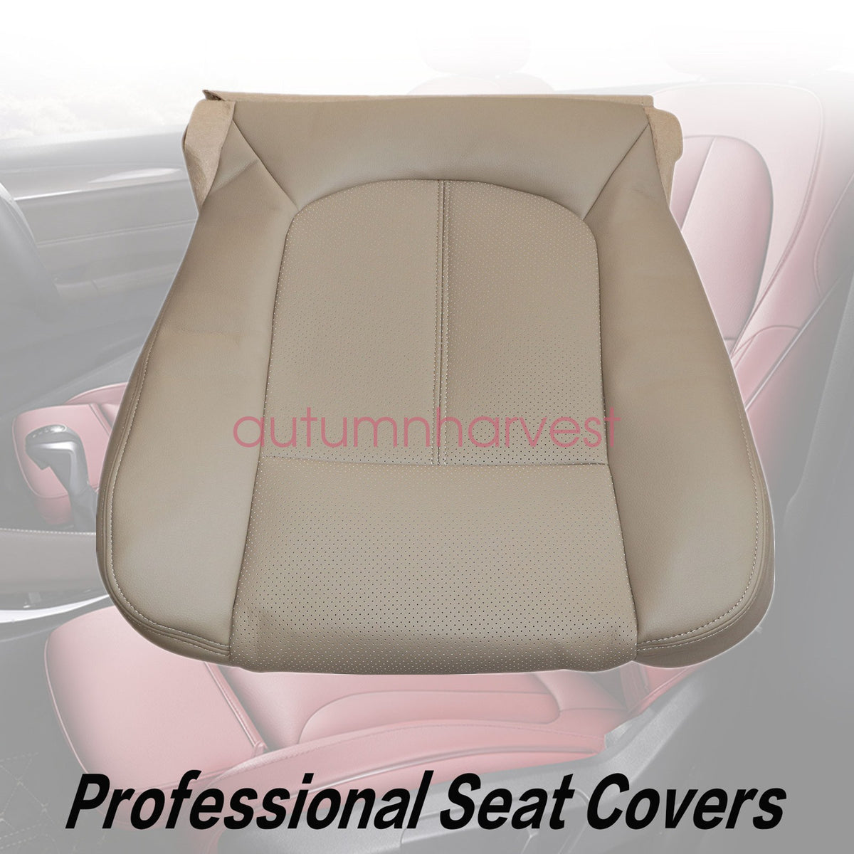 Driver Bottom Seat Cover Perforated Leather For Ford F250 Super Duty 2011-16 Tan