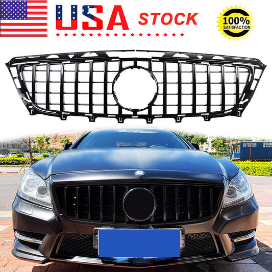 Gloss Black Bumper Upper Grille Fit 2011-14 Mercedes W218 CLS350 CLS500 CLS550