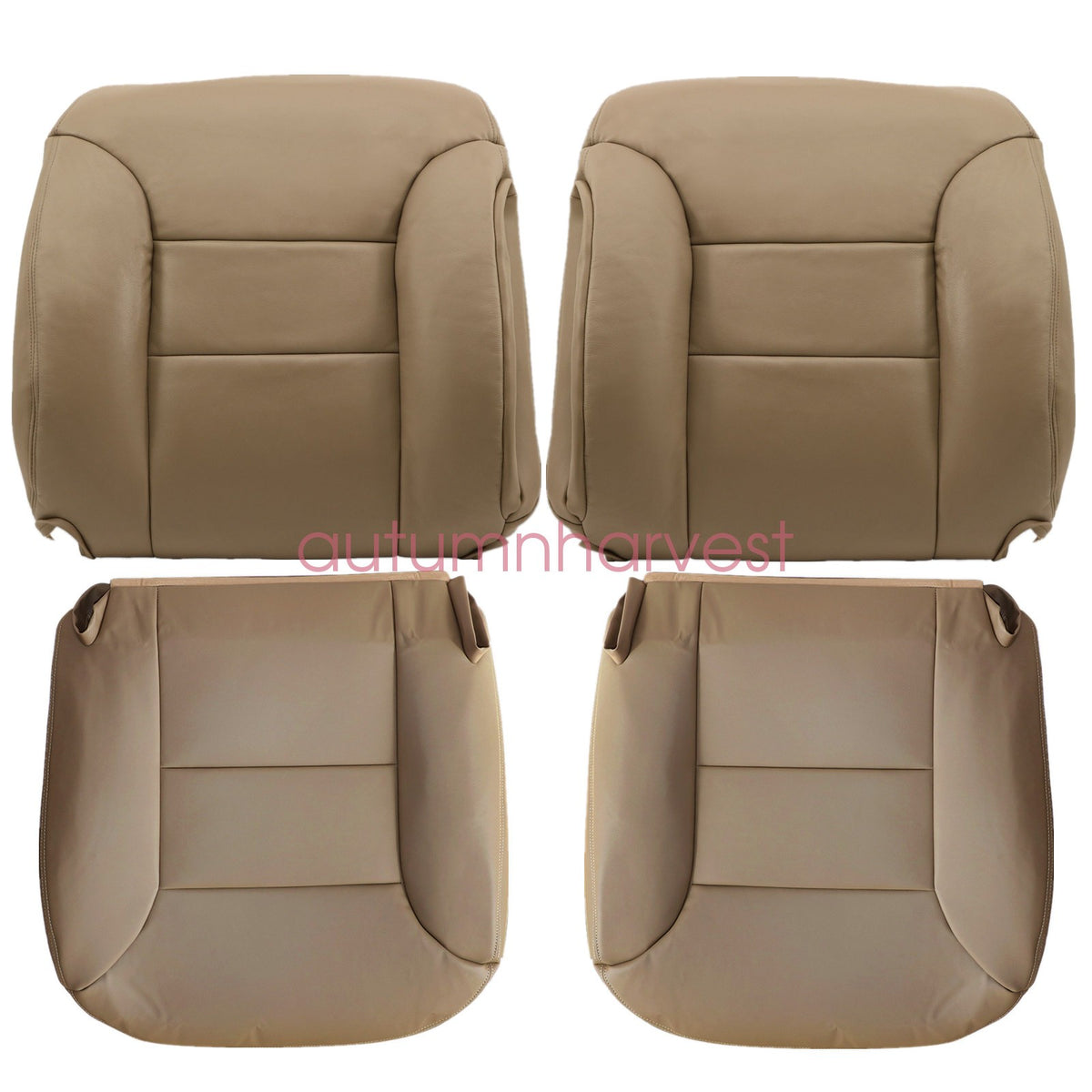 Front Bottom & Back Leather Seat Cover Tan For 95-99 Chevy Silverado GMC Sierra